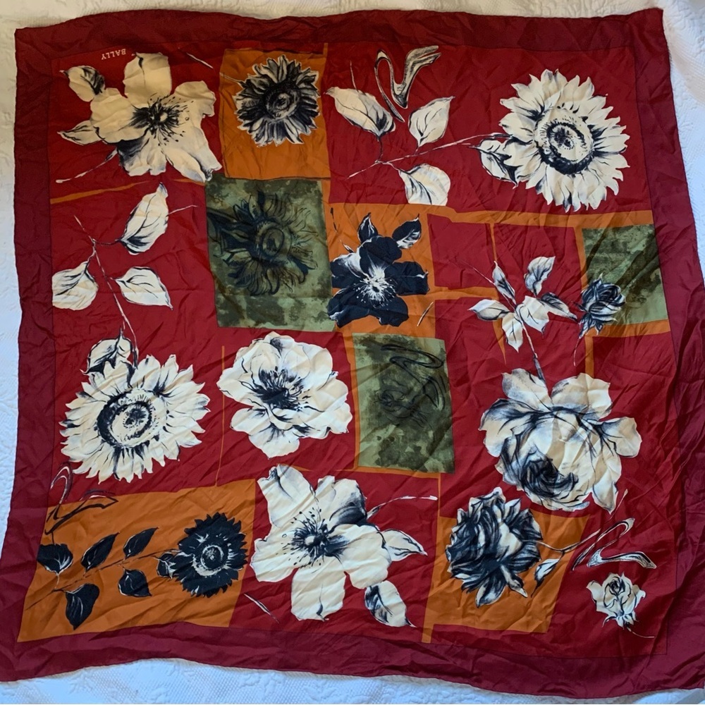 Bally silk floral scarf 34” X 34”